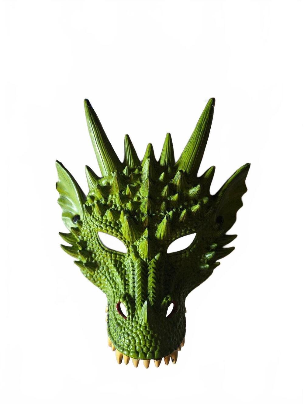 Green Foam Rubber Dragon Mask Adult Unisex Halloween Costume Accessory